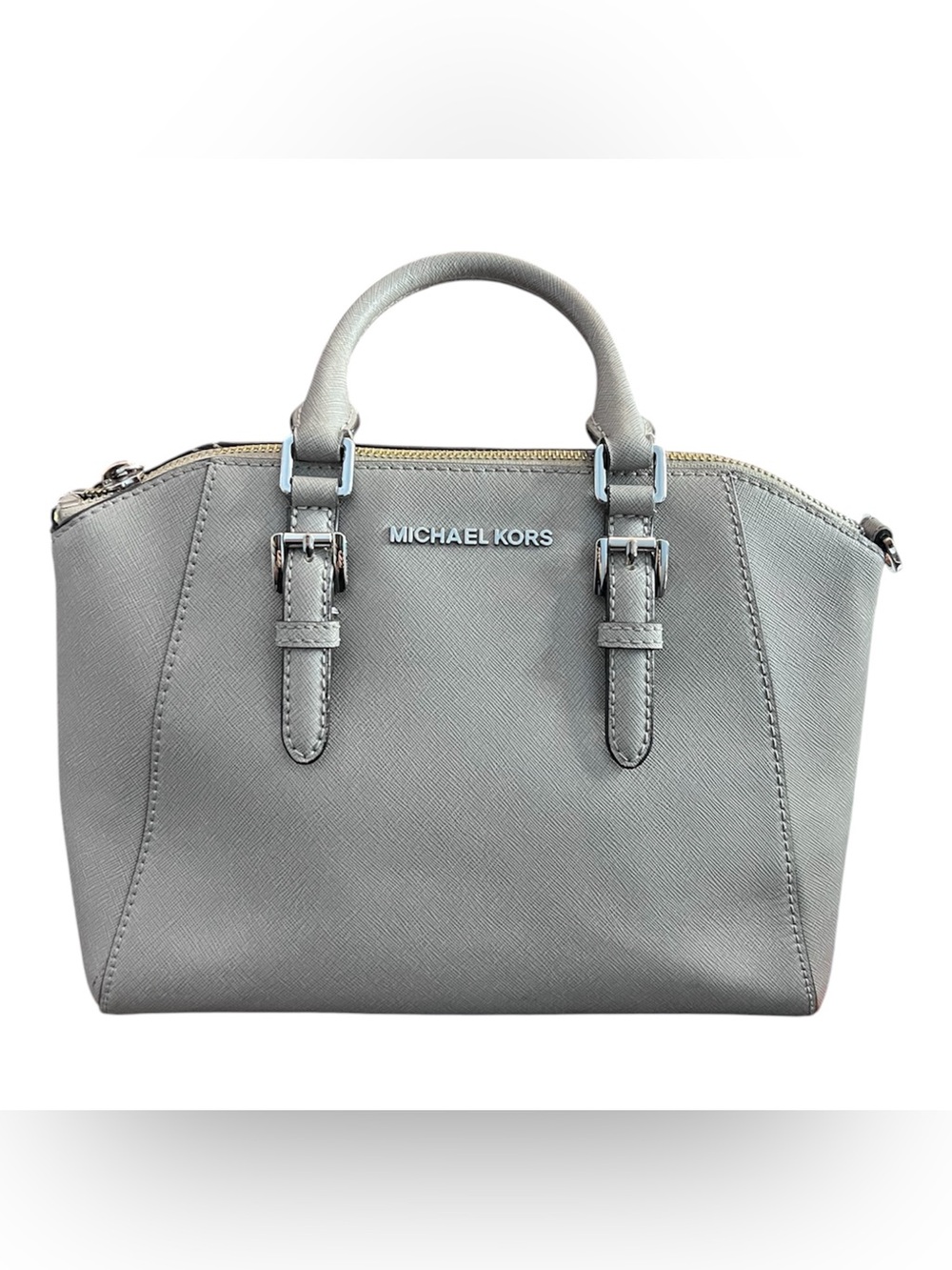 Michael Kors - Pearl Grey Saffiano Leather Ciara Medium Messenger Bag